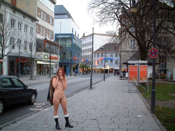 Eip Street Town - Boots, Nude In Public , Eip Street Town, Nude In Public, Uptown Nude Girl, Black Boots, Standing Pavement, Public Shyness