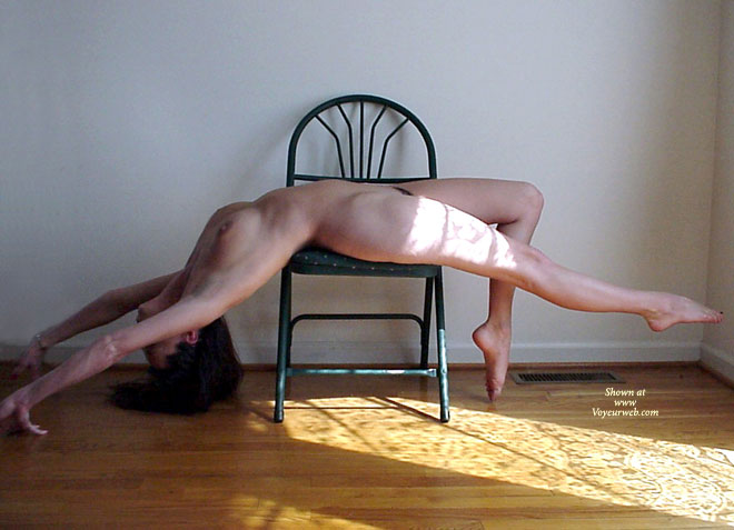 Nude Laying Across A Chair - Black Hair, Erect Nipples, Hairy Bush, Large Aerolas, Naked Girl, Nude Amateur , Backbend, Pointed Toes, Stretched Across A Chair, Pointing Toe While Laying Across Chair, Touching Floor With Hands While Laying On Chair, Horizontal Ballarina
