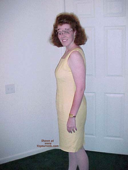 Pic #1 Redhead Housewife In Yellow Dress 1