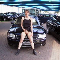 Flashing At A Dealership - Black Dress, Boots, Exposed In Public , Flashing At A Dealership, Exposed In Public, Black Audi, Pussy Show Black Dress, Black Boots, Shaved Audi Girl