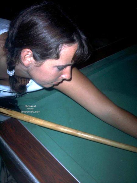 Pic #1 Busty Girl Bending Over Pool Table