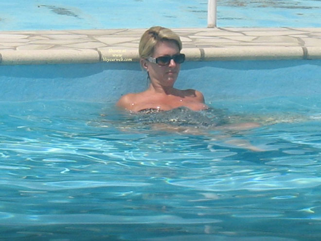 Pic #1*BK French Busty Blonde Mature Sunbathing In Resort