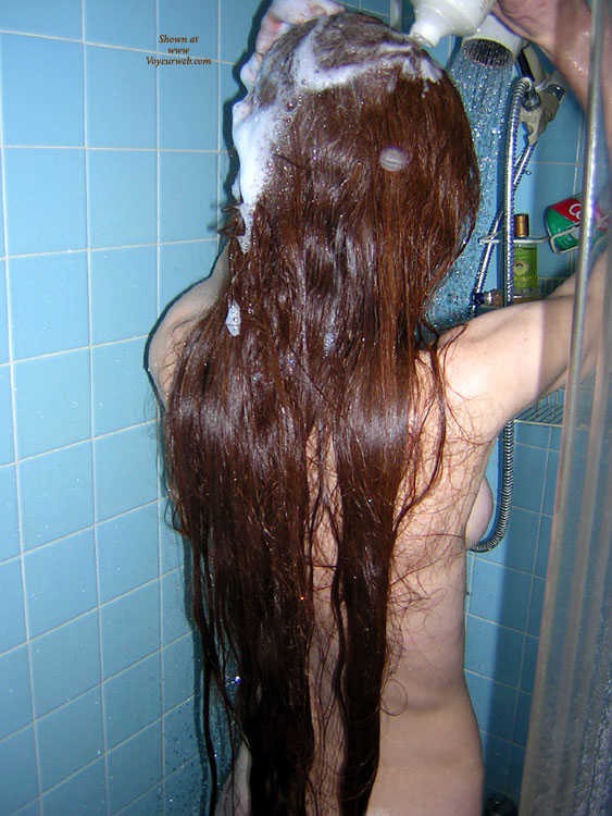 Pic #1Nude Wife on heels Showering Redhead