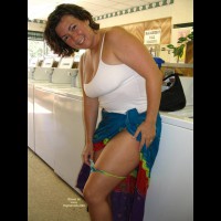 Public - Exposed In Public, Flashing, Nude In Public , Public, Undressing At The Laundromat, Thong Removal, Naughty In Public, Laundry Flash, Multi Coloured Skirt
