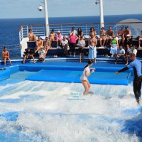On A Cruise From Miami , This Girl From North Carolina On A Flowrider On A Cruise From Miami 03-05-11. She Started Out O.k. And Then The Girls Came Out To Play. 

