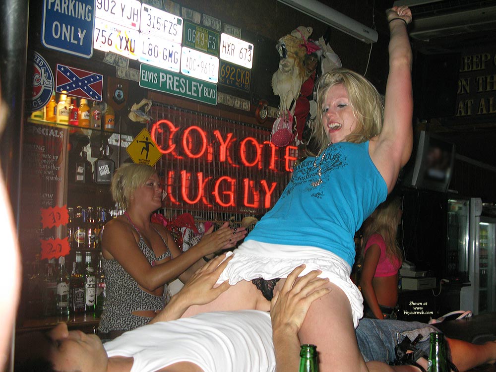Coyote Ugly, Magaluf , 2 Strangers On The Bar Taking Part In A Wild Competition, But These Pictures Were Taken 2 Years Ago, At That Time This Bar Was Fantastic, With Scenes Like These Happening Many Times During The Night. 7 Nights A Week, But Now Due To The Way BCM Square Is Set Up And The Current DJ Etc, This Bar Is Often Empty And Is Not Worth A Visit.
I Have To Say What A Shame That This Bar Has Gone Down Hill So Fast.

