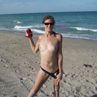 Florida Beach , My Girlfriend Again On A Florida Beach. She Loves To Be Naked Outdoors.