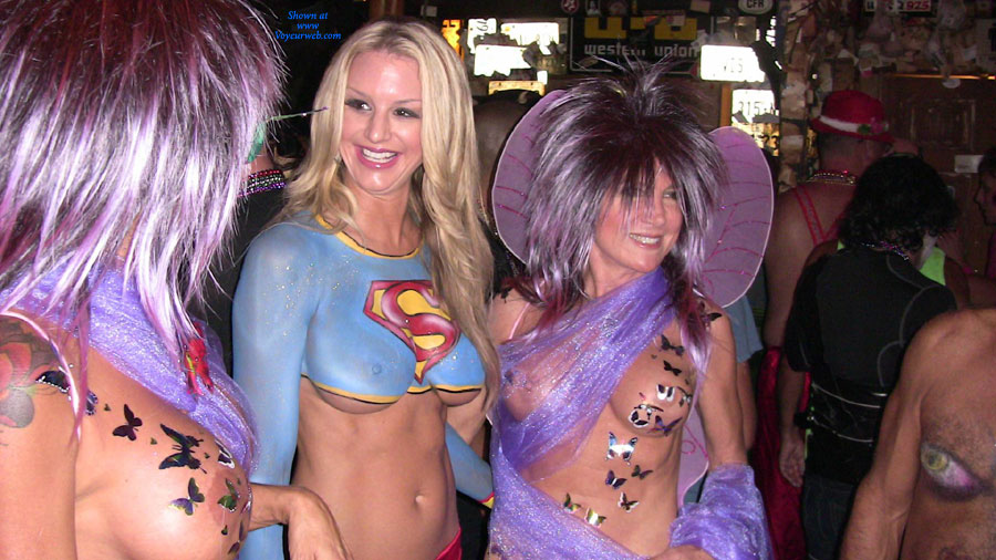 Nude Bodypainted Girls At Fantasy Fest - Big Tits, Blonde Hair , Boobs With Color, Nude Bodypaintings At Fantasy Fest 2011, Key West 2011, Painted Tits, Blue Painted Titties, Event Voyeur, Blonde With Big Painted Tits, Fantasy Fest 2011