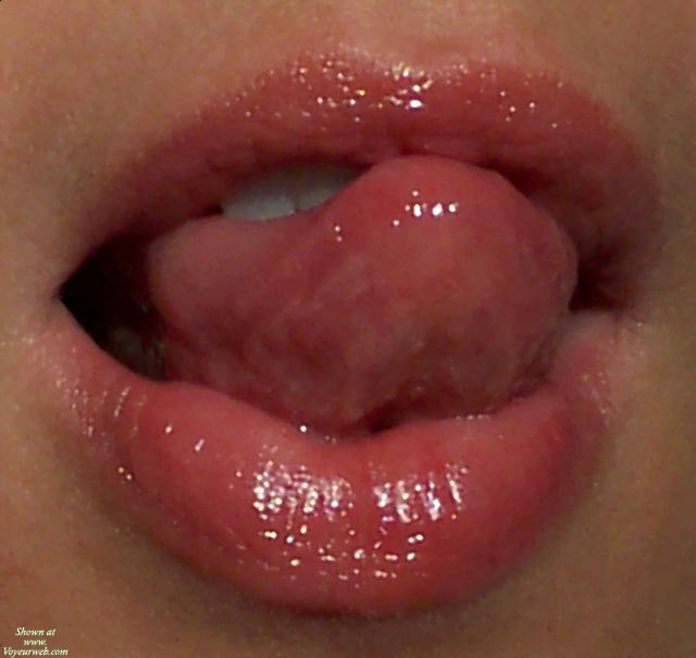 Closeup Of Wet Lips And Wet Tongue , Wet Pink Lips, Wet Lips, Wet Pink Tongue