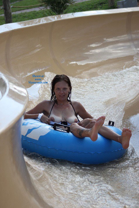 Waterpark Fun - Brunette Hair, Nude In Public, Nude Outdoors , Going Down The Slides The Same Way Got Boring