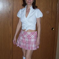 College Schoolgirl - Costume, Dressed, High Heels Amateurs, Brunette, Pussy, Shaved