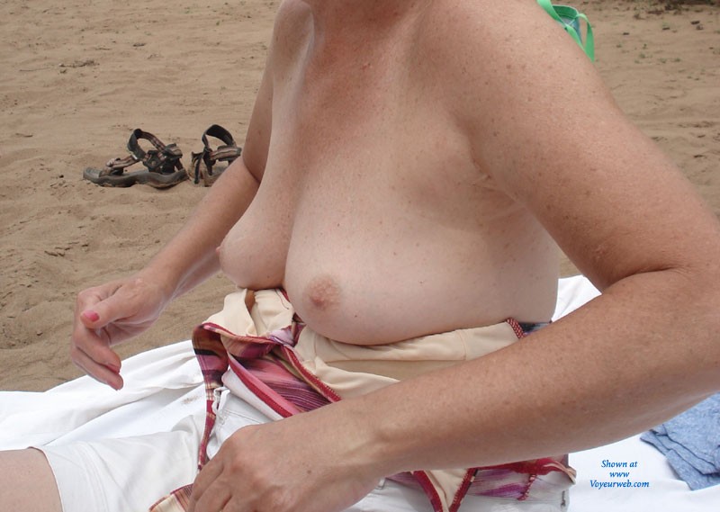 Pic #1Down by The River - Beach, Mature, Medium Tits, Bikini Voyeur, Blonde, Flashing, Public Place