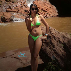 Waterfall - Bikini Voyeur, Brunette, Nature, Firm Ass, Young Woman