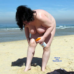 Busty Tuga At The Beach - Nude Friends, Beach, Big Tits, Brunette, Outdoors, Amateur