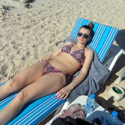 Pic #1 Justyna Loves Her Bikini! - Beach, Brunette, Mature, Outdoors, Amateur
