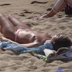 Sunbathing - Topless Girls, Beach, Brunette, Outdoors, Small Tits, Amateur