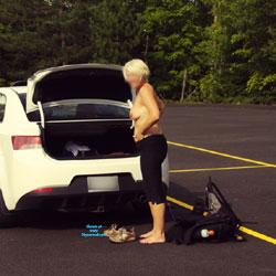Pic #1 In The Parking Lot After A Hike - Nude Girls, Blonde, Public Exhibitionist, Outdoors, Amateur