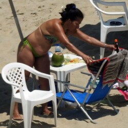 MATURE IN GREEN BIKINI - Beach, Beach Pussy, Big Tits, Latina