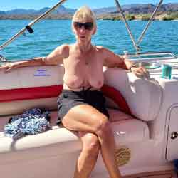 Pic #1 on the baot at the lake. - Beach, Beach Pussy, Hanging Tits, Mature, Mature Ass, Mature Pussy, Nude Amateurs, Nude Wives, Outdoors, Pussy