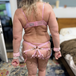 New pink harness try on