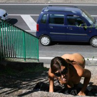 Nude Girl In Public Beside Street - Brunette Hair, Flashing, Nude In Public, Naked Girl, Nude Amateur , Exhibtionist, Nude On Steps, Secret Pose Nude Outside, Crawling Up The Steps For The Passing Traffic, Nude On Stairs, Black Glasses, Crawling Up The Stairs Nude, Climbing Stairs Outside Naked, Climbing The Stairs On Her Knees
