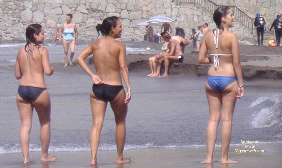 Pic #1Topless Girls Walking On The Beach