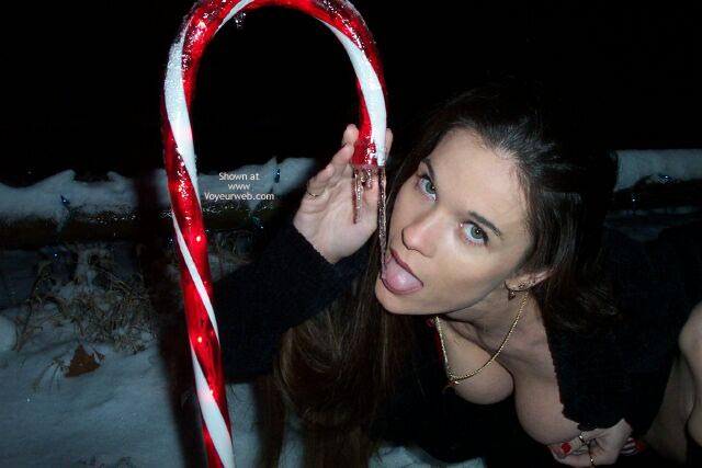 Ice , Ice, Candycane, Sucking Icicles, Squeezing Nipples, Topless In Snow, Licking Ice