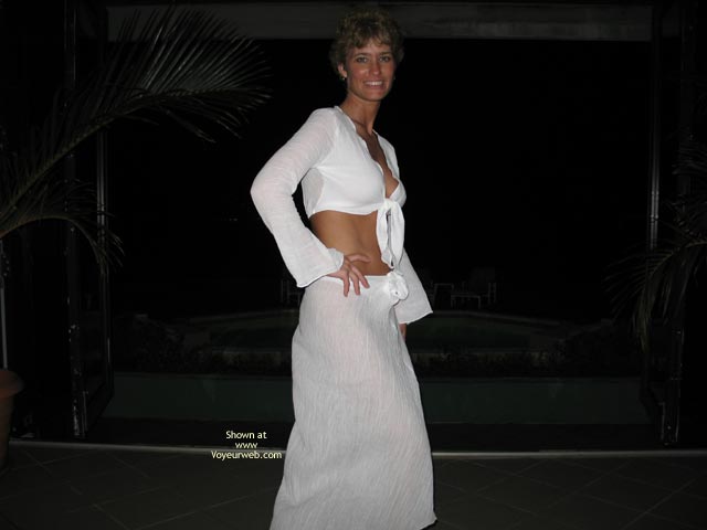 Peek At Breast - Flat Stomach , Peek At Breast, Thin Waist Flat Stomach, Long White Skirt, White Crop Top, At Night In White