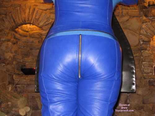 Pic #1Blue Leather Catsuit