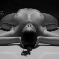 Nude Yoga In Black And White - Large Breasts, Naked Girl, Nude Amateur, Sexy Body, Sexy Figure , Gymnast, Yoga Pose, Bending Over Backwards, Lying On Back, Limber Body, Nude Girl Reclining In Black & White, Black And White, Naked Stretching